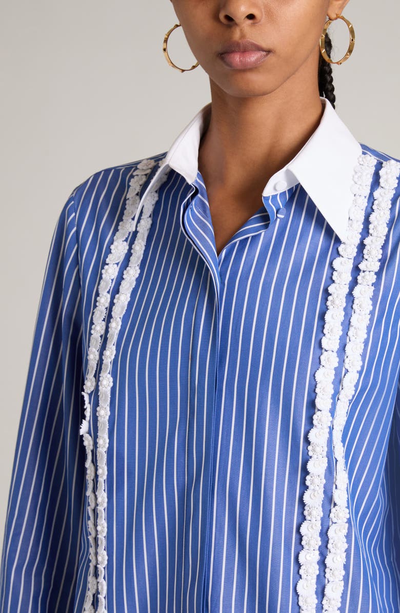 Valentino Garavani Beaded Stripe Oversize Shirt, Alternate, color, 