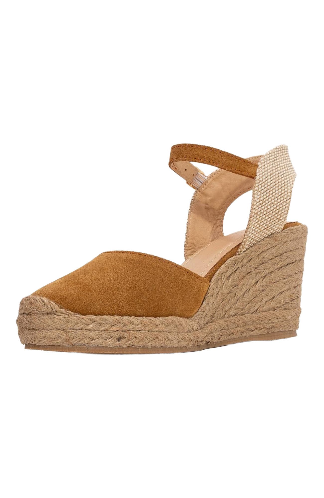 Forever & Always Shoes Sinta Suede Leather Platform Espadrille, Alternate, color, Light Brown Leather