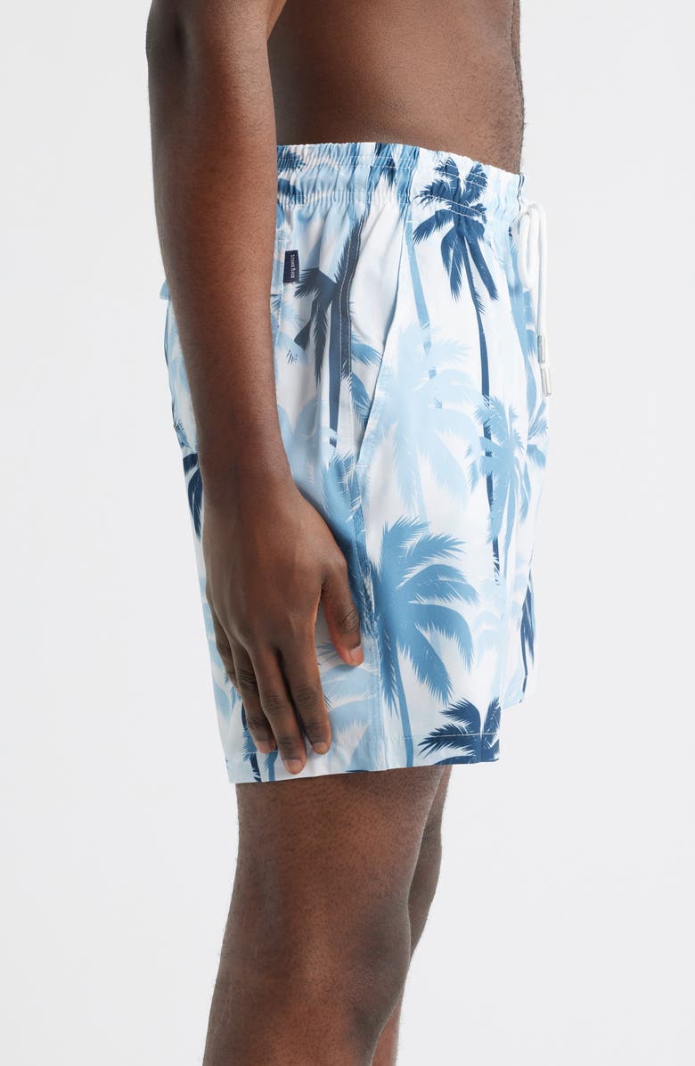 Stone Rose Palm Print Swim Trunks, Alternate, color, 