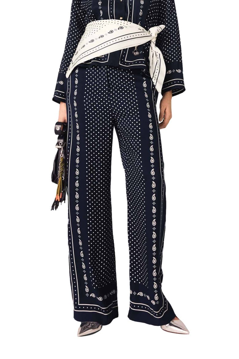 Printed fluid trousers, Main, color, Navy dot bandana print
