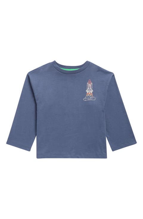 Kids' Long Sleeve Embroidered Cotton T-Shirt