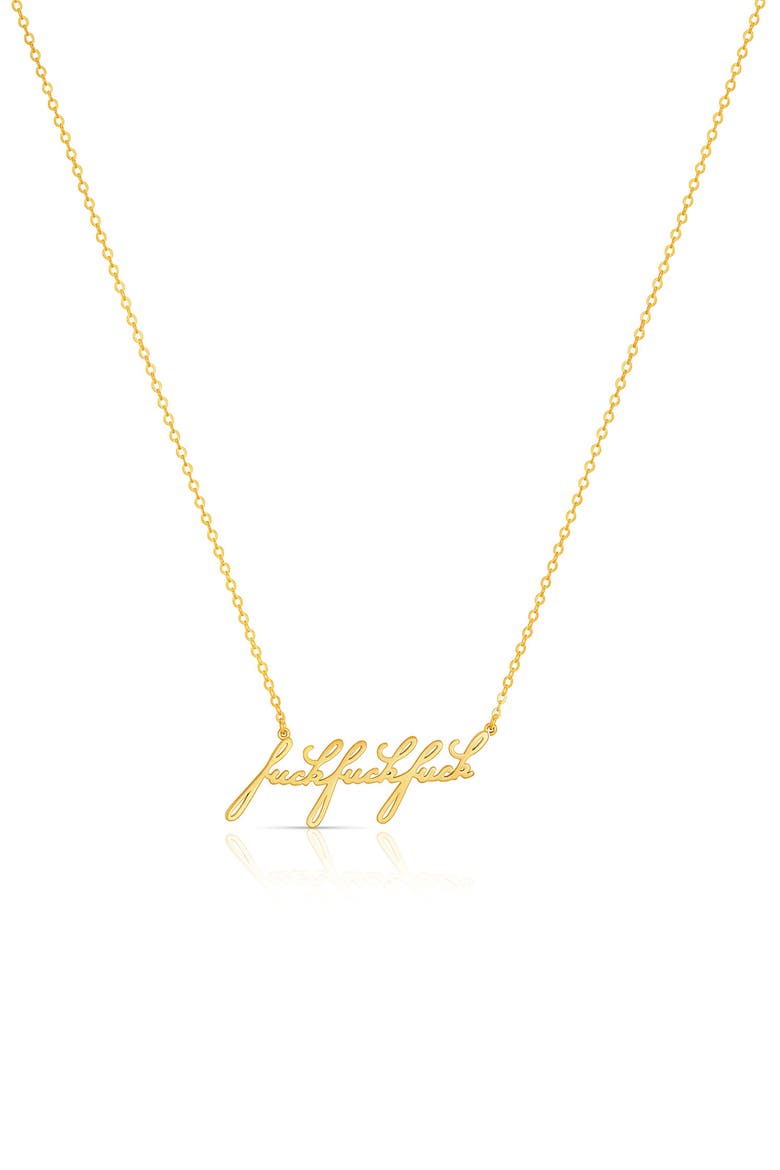 Script Pendant Necklace, Main, color, 14K GOLD PLATED