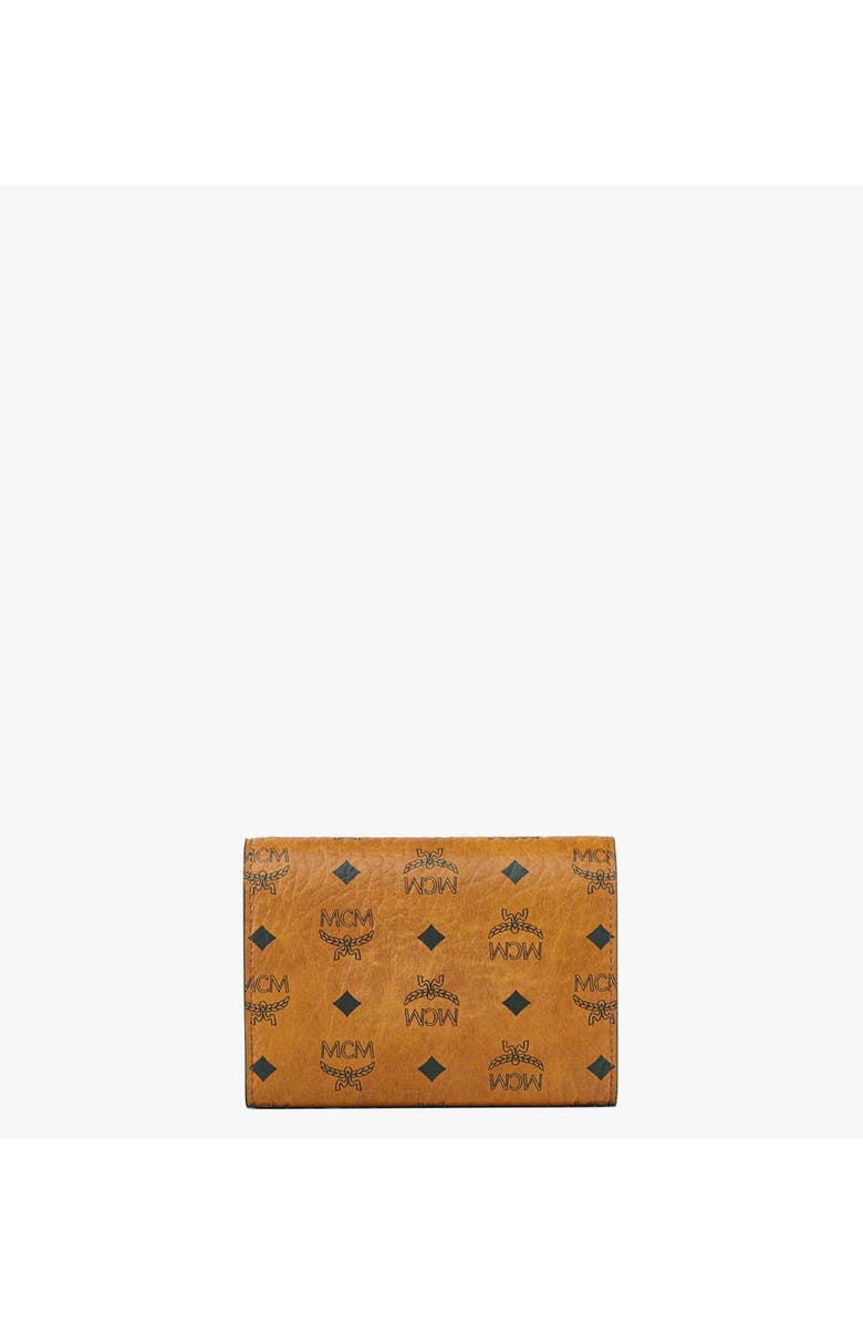 MCM Aren Trifold Wallet in Visetos, Alternate, color, Cognac