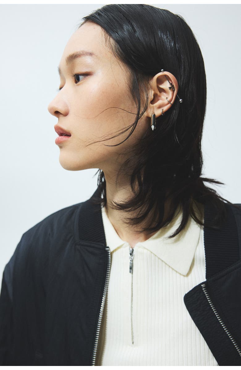 H&M Rib-knit Collared Top, Alternate, color, Cream