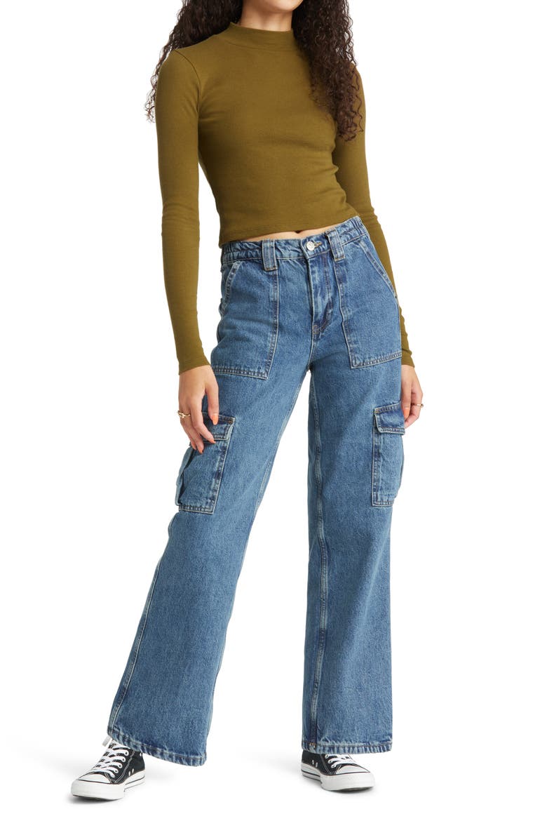 Mock Neck Crop Knit Top, Alternate, color, OLIVE DARK