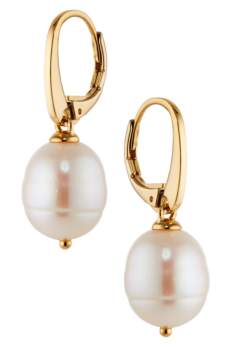 Freshwater Pearl Drop Earrings, Main, color, GOLD