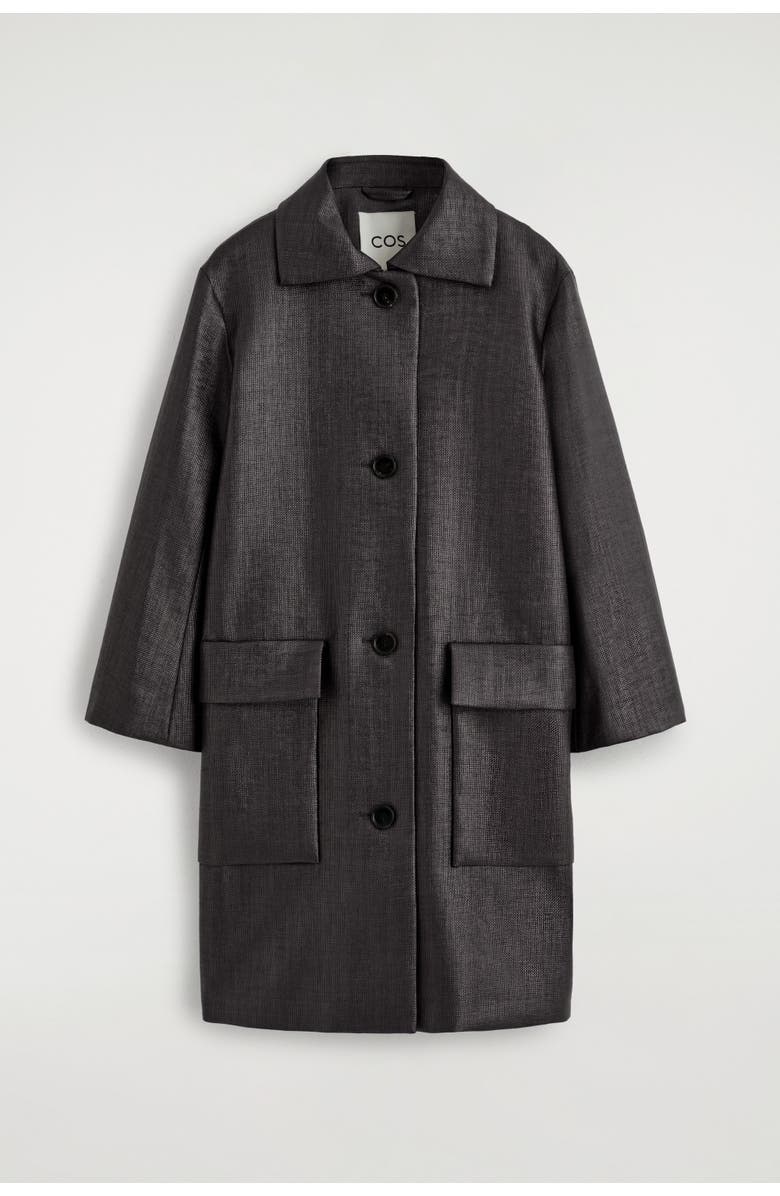 COS Textured Single-Breasted Coat, Alternate, color, Charcoal
