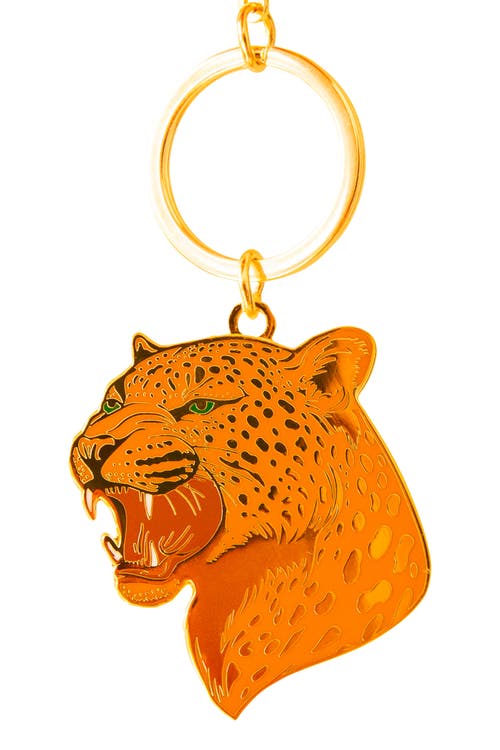 Jungle Club Leopard Enamel Keychain In Brown