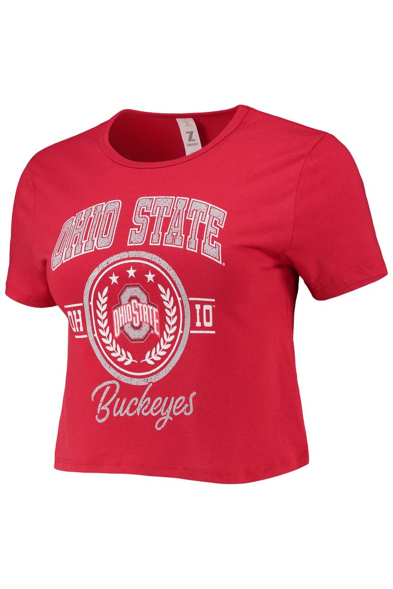 Women's ZooZatz Scarlet Ohio State Buckeyes Core Laurels Cropped T-Shirt, Alternate, color, Scarlet