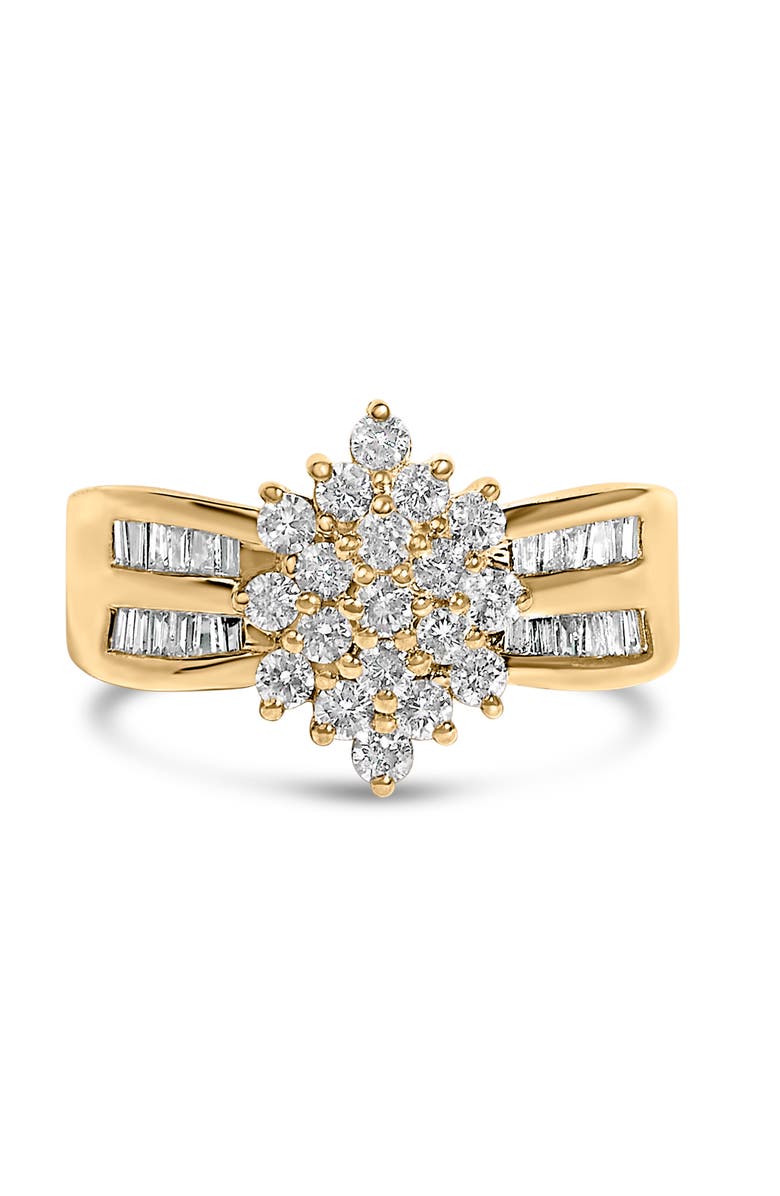 Haus of Brilliance 10K Gold 1.0 Cttw Composite Diamond Cluster Cocktail Ring, Main, color, Yellow Gold
