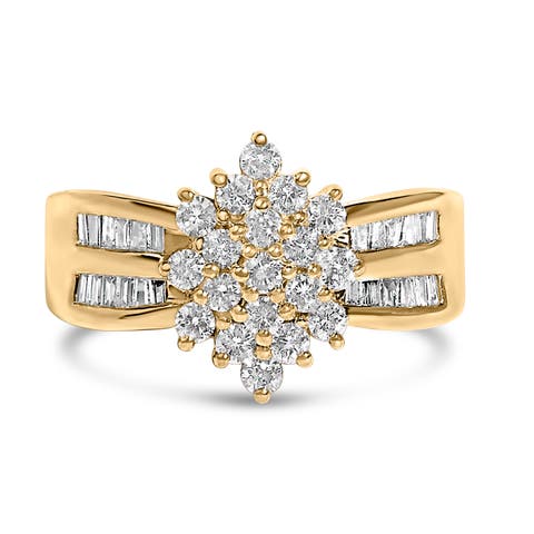 10K Gold 1.0 Cttw Composite Diamond Cluster Cocktail Ring
