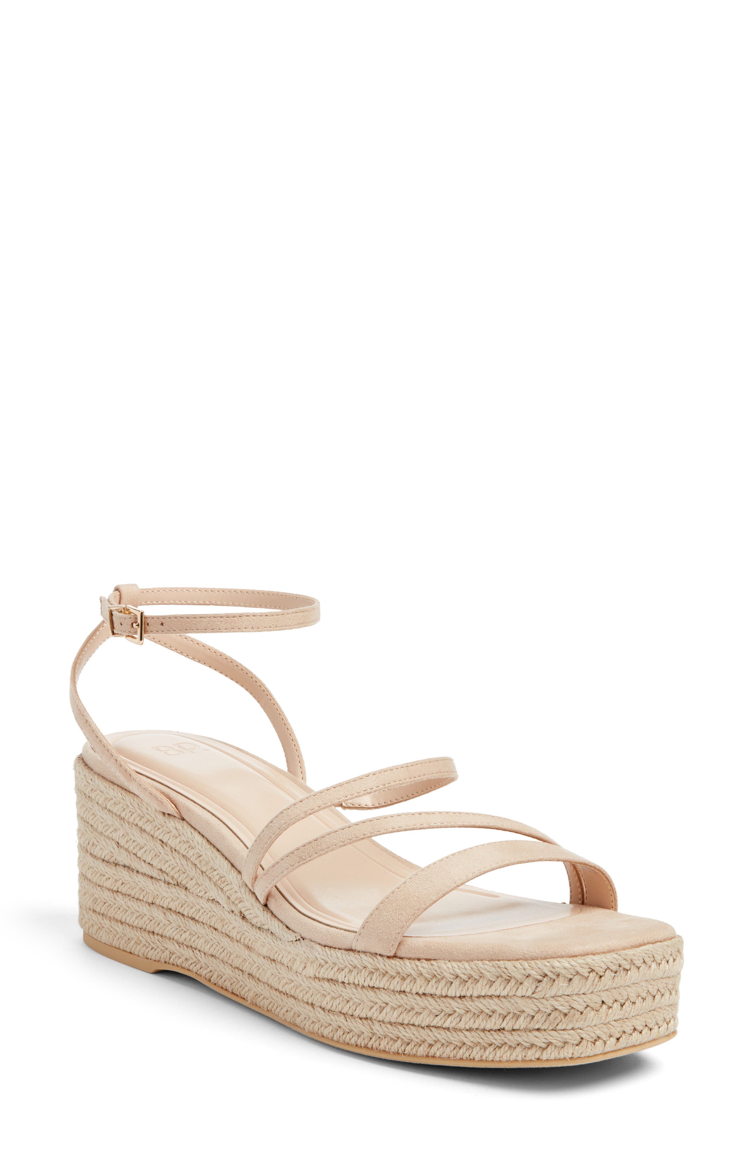 BP. Coco Espadrille Ankle Strap Platform Wedge Sandal, Main, color, Tan Light