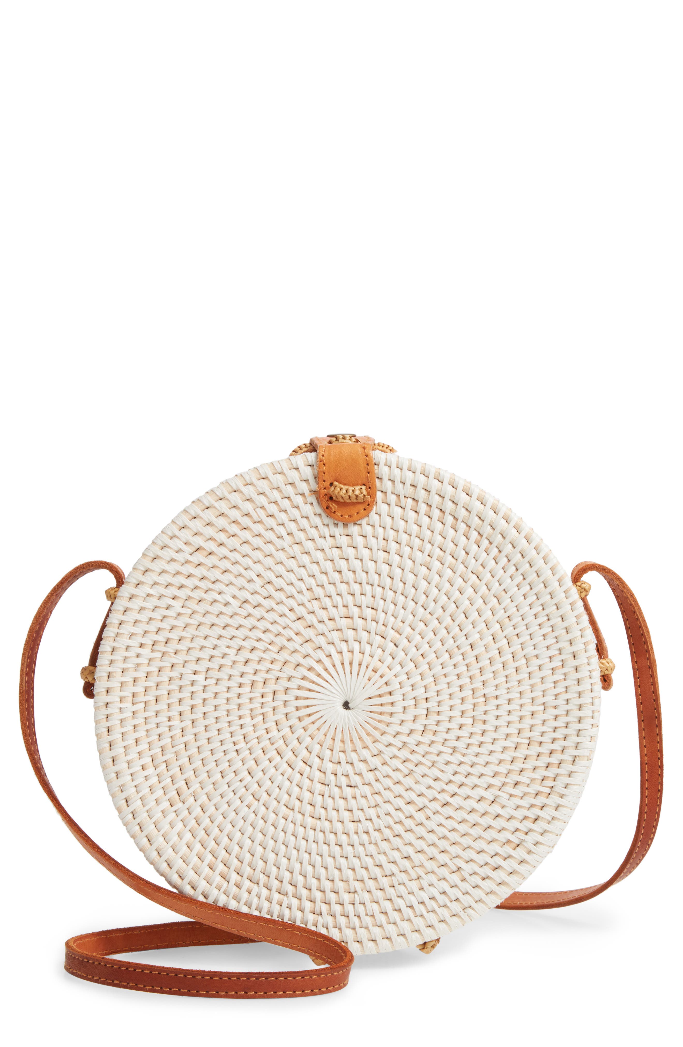 Woven Rattan Canteen Bag, Main, color, WHITE