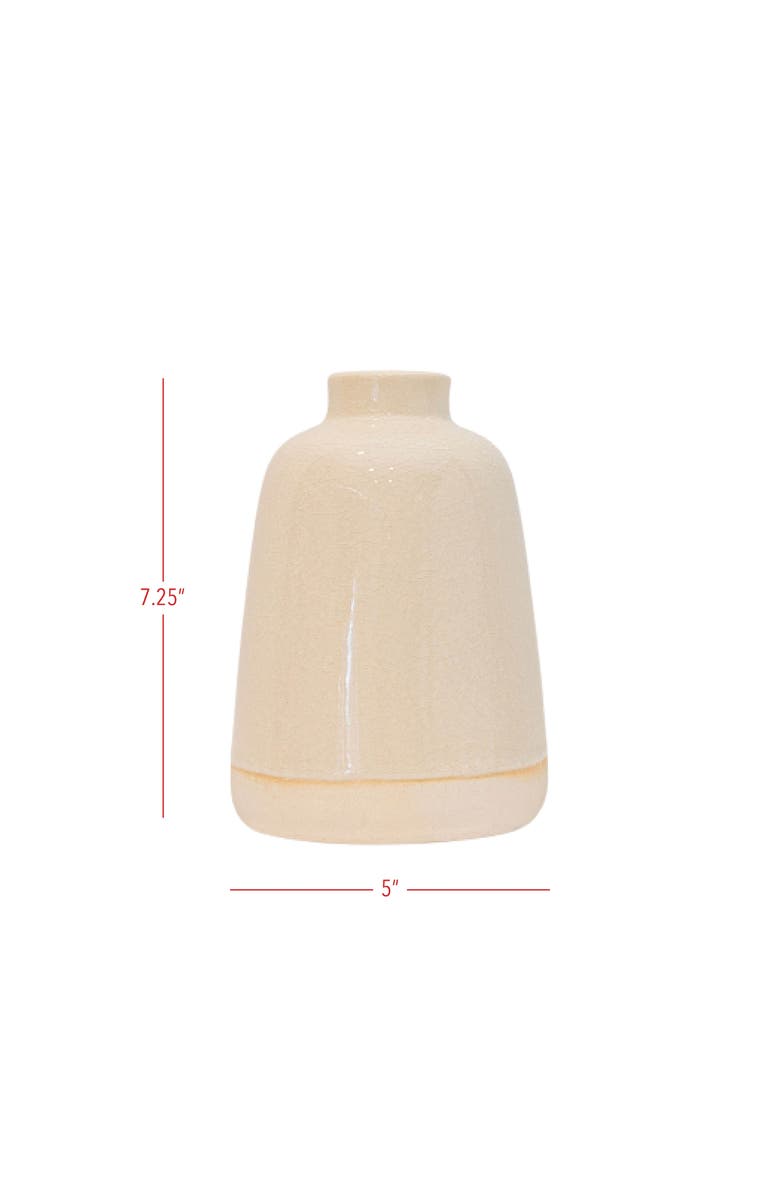 Foreside Home and Garden Smooth Tapered Bud Vase White Stoneware, Alternate, color, White