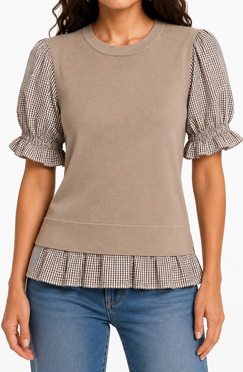 Twofer Ruffle Trim Sweater