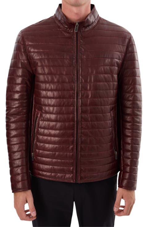 Leather Channel Quilt Jacket