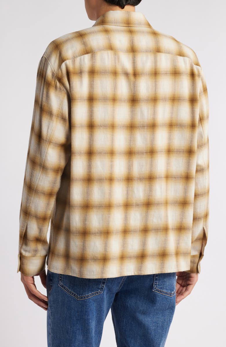 FRAME Lightweight Plaid Cotton & Wool Button-Up Shirt, Alternate, color, Tan Plaid