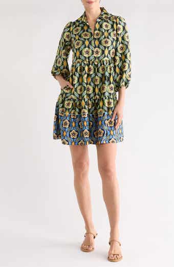 Vince Camuto Three Quarter Sleeve Tiered Dress