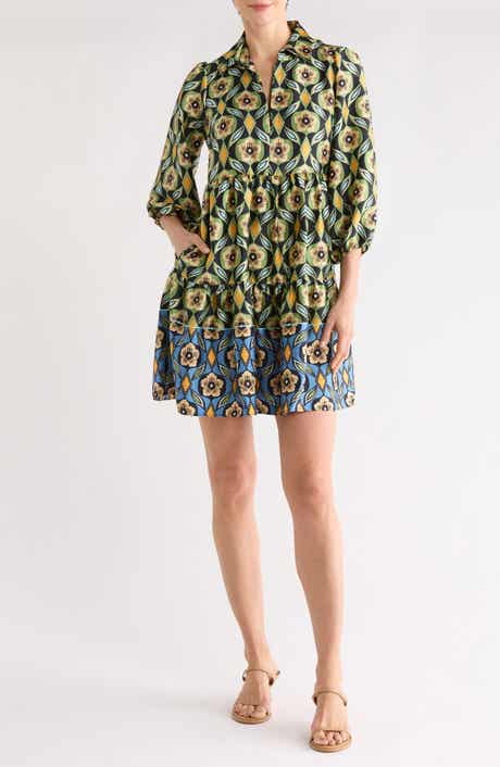 Vince Camuto Three Quarter Sleeve Tiered Dress