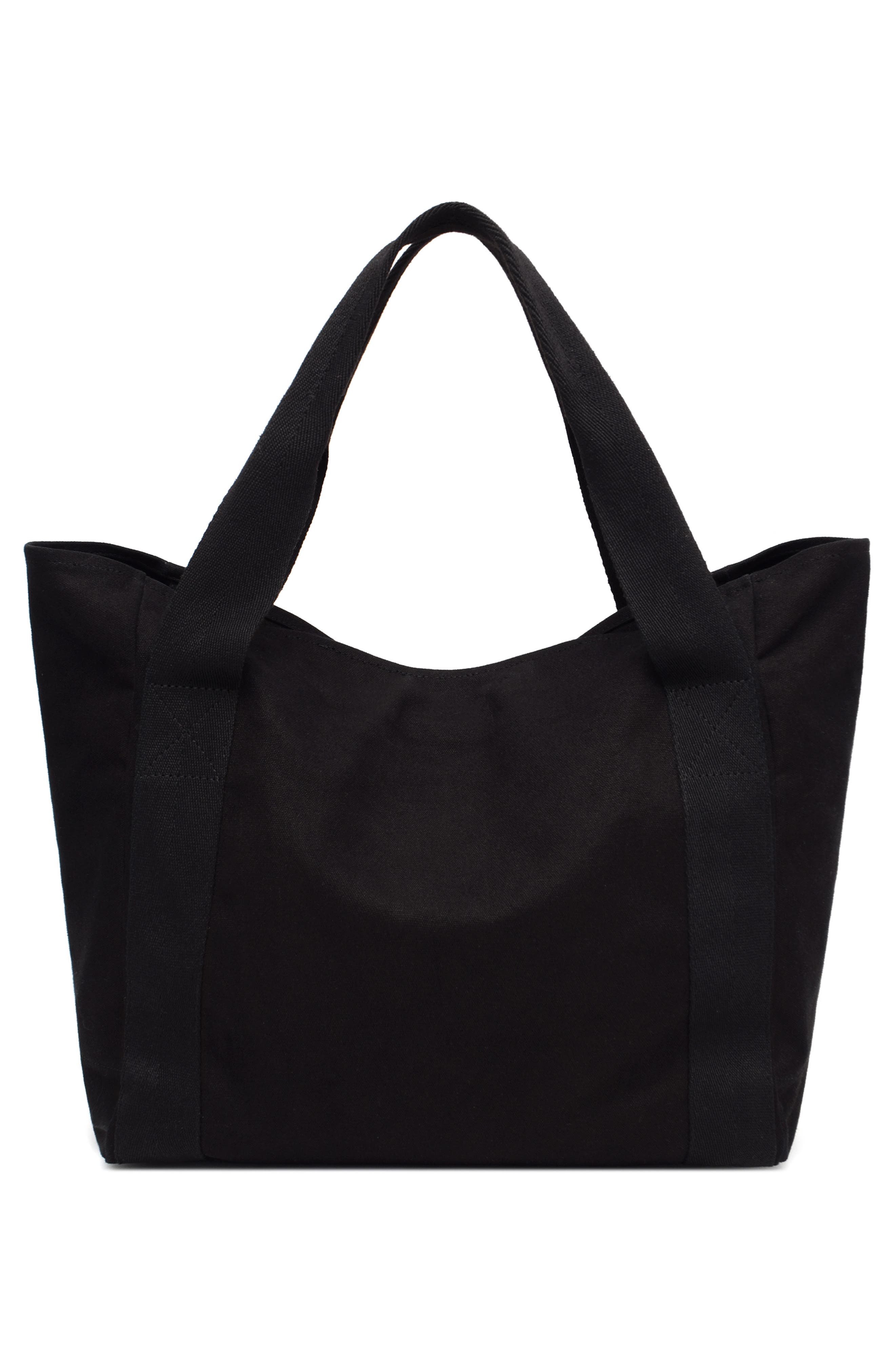 New Amsterdam Leatherworks Liliana Large Canvas Tote Bag, Alternate, color, Black