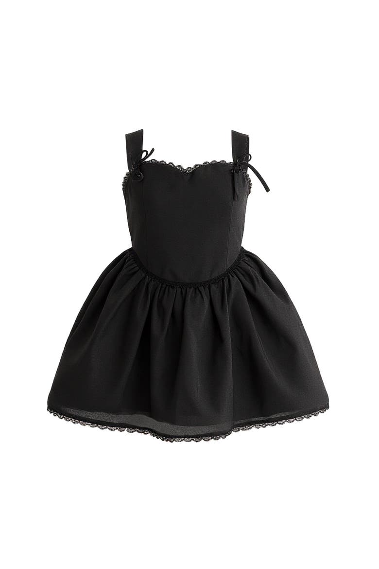 Lace Trim Flared Dress, Main, color, Black