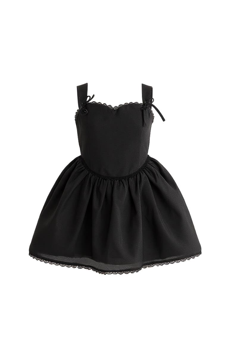 Tulleen Lace Trim Flared Dress, Main, color, Black