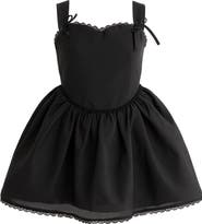 Tulleen Lace Trim Flared Dress