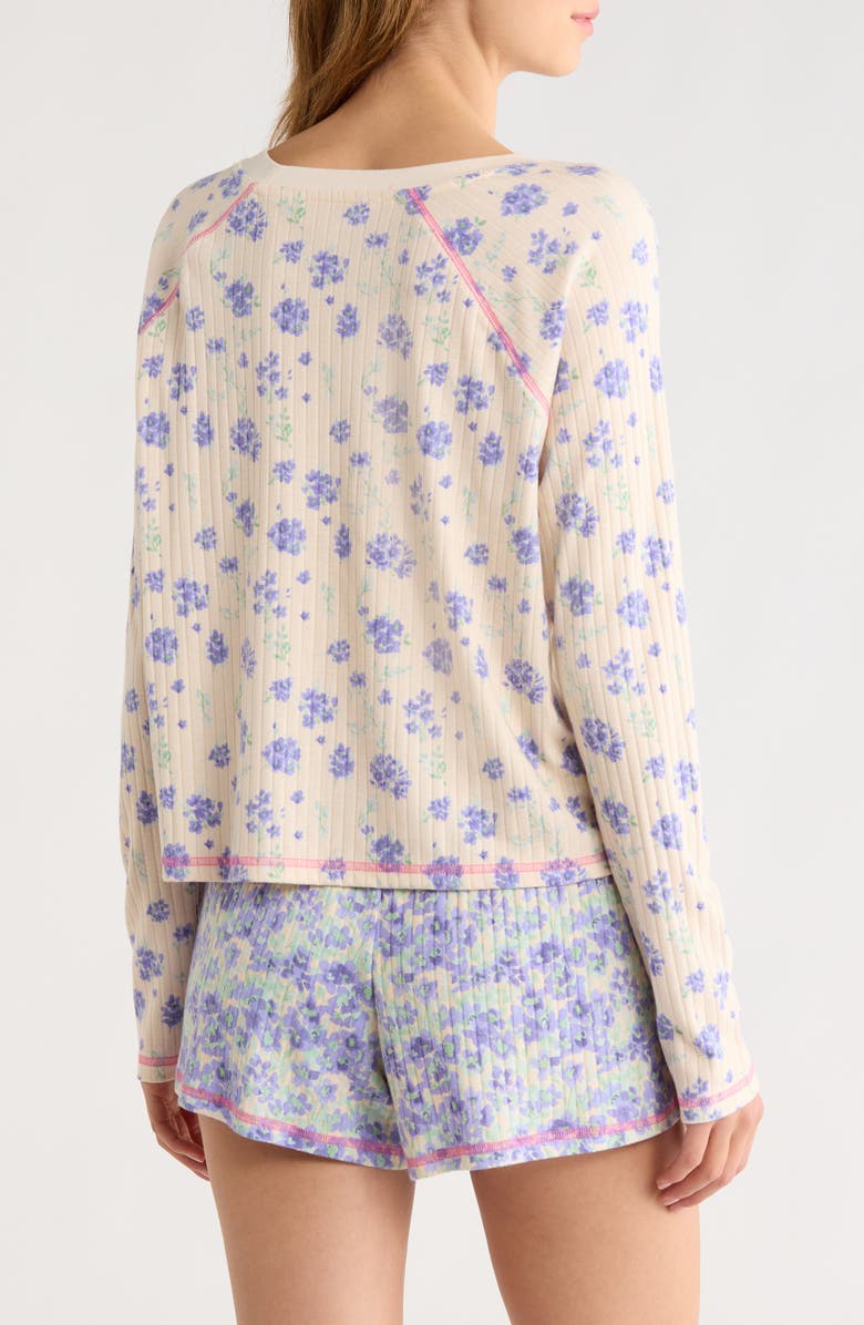 Honeydew Cuddle Crew Floral Rib Short Pajamas, Alternate, color, Renewal Mix Floral