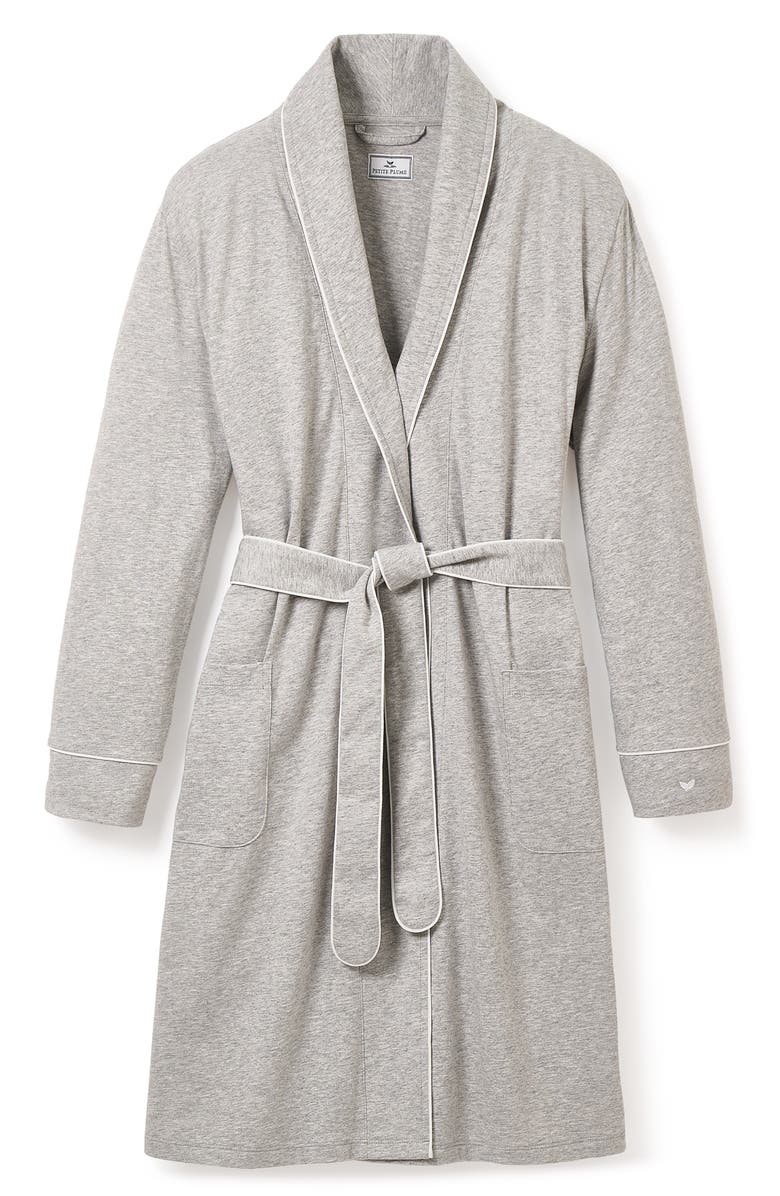 Petite Plume Luxe Pima Cotton Maternity Robe, Main, color, Heather Grey