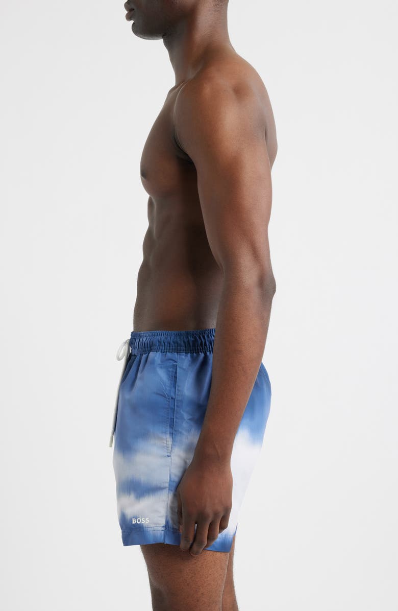 BOSS Two-Tone Swim Trunks, Alternate, color, Light Pastel/ Purple