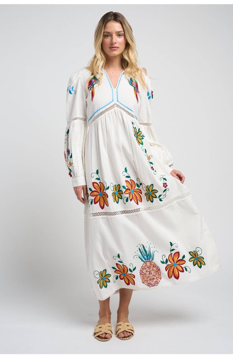 GUADALUPE DESIGN Sofia Parrot Dress, Alternate, color, White