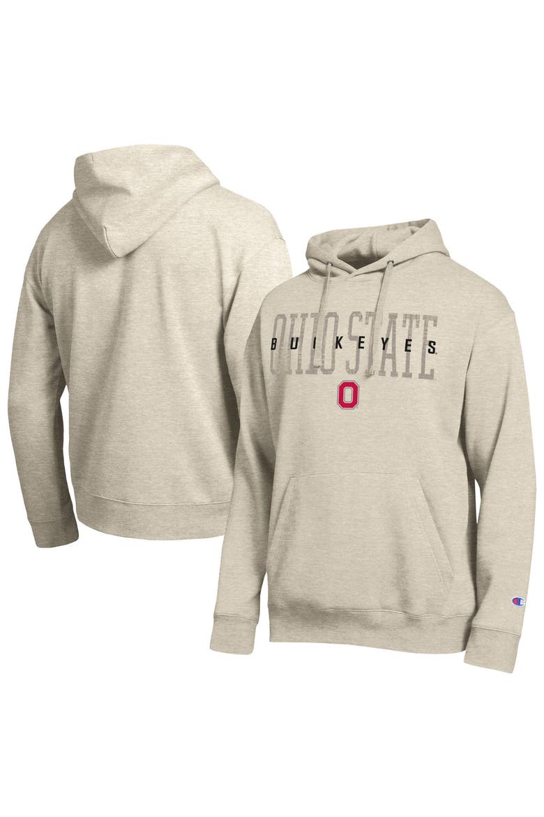 Men's Champion  Oatmeal Ohio State Buckeyes All-Star Neutral Stack Hoodie, Main, color, Oatmeal