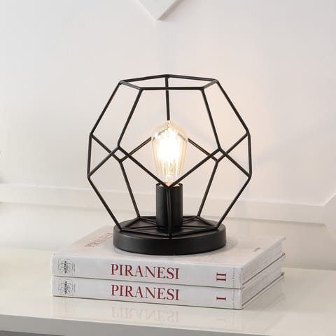 James MidCentury Glam Metal Geometric LED Table Lamp