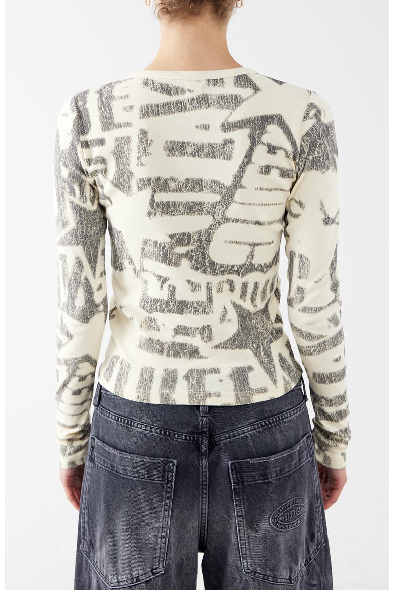 Stamp Print Long Sleeve T-Shirt, Alternate, color, ECRU