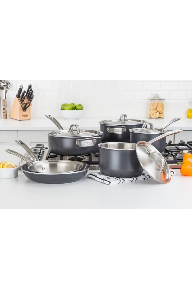 5-Ply Hard Anodized 10-Piece Cookware Set, Alternate, color, BLACK
