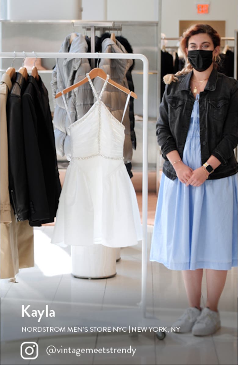 Diamante Trim White Taffeta Minidress, sales video thumbnail