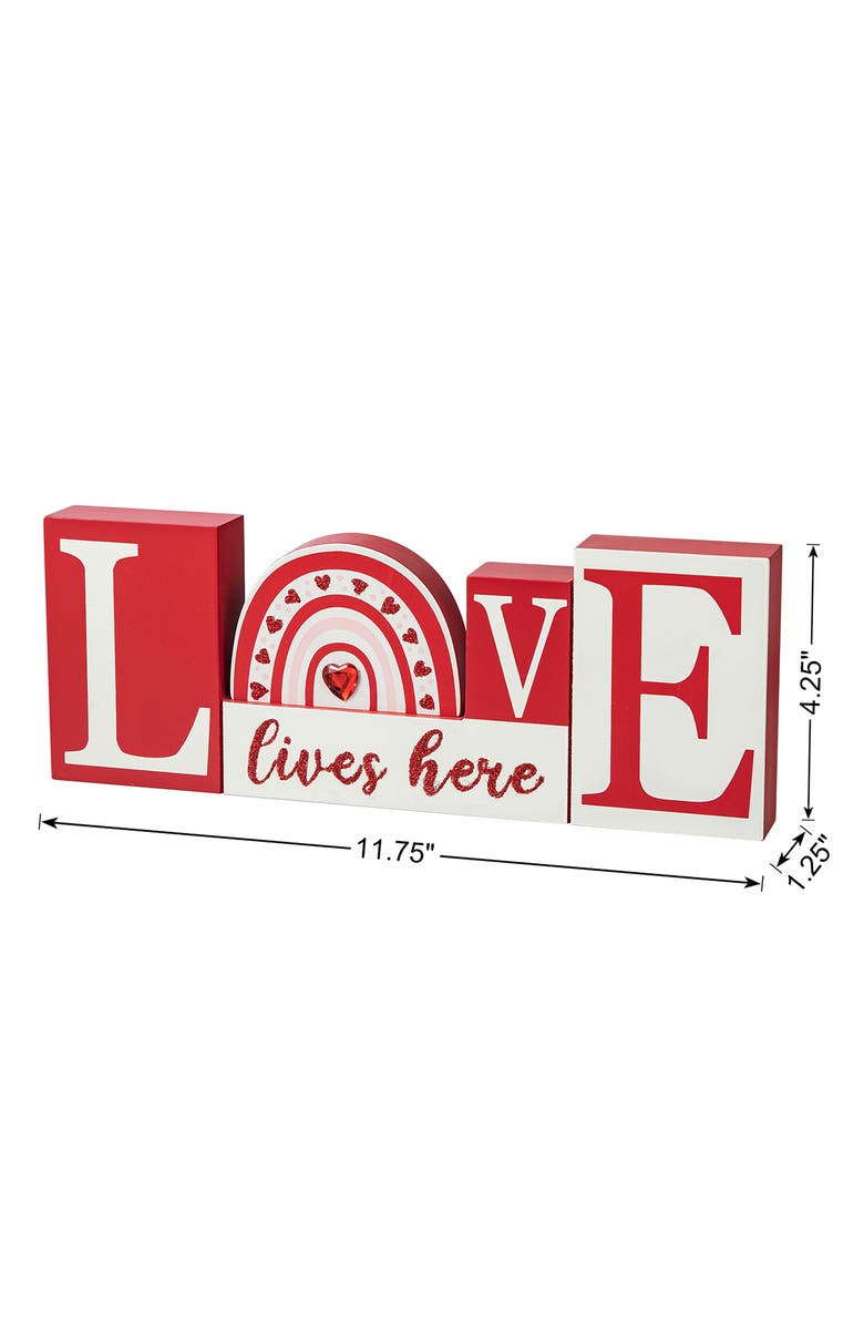 Glitzhome 11.75"H Valentine's Wooden LOVE Table Decor, Alternate, color, Red