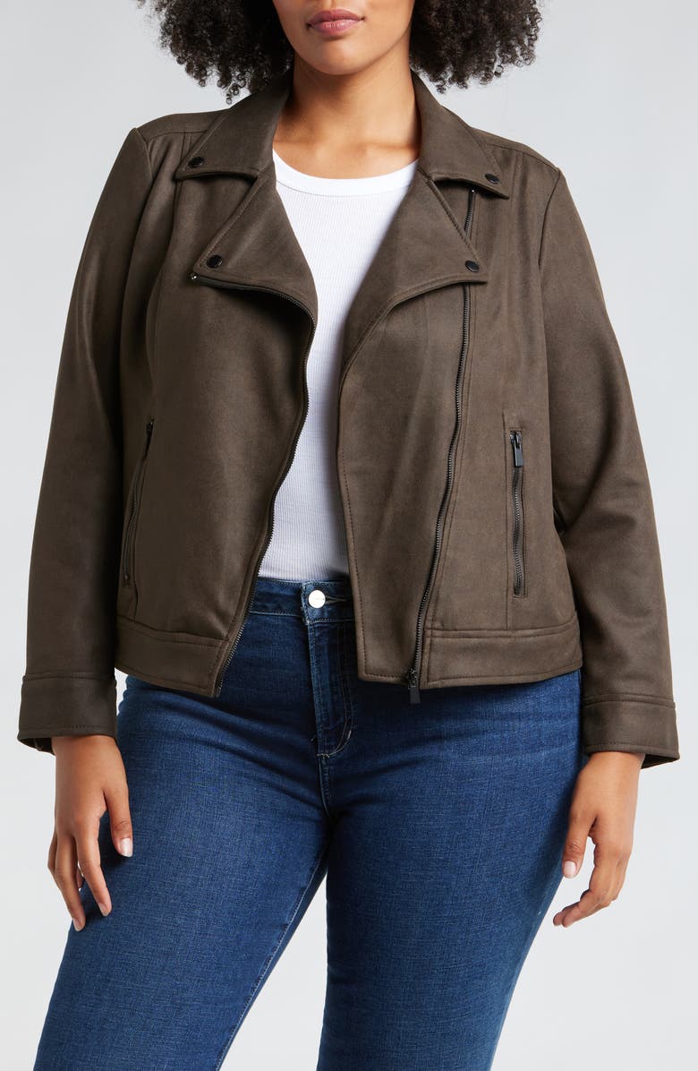 Liverpool Los Angeles Faux Suede Moto Jacket, Main, color, 