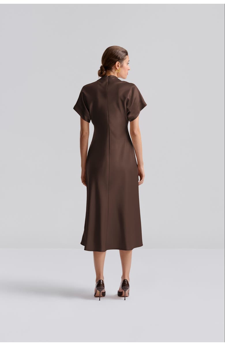 Malina Milena Cape Midi Dress, Alternate, color, Chocolate