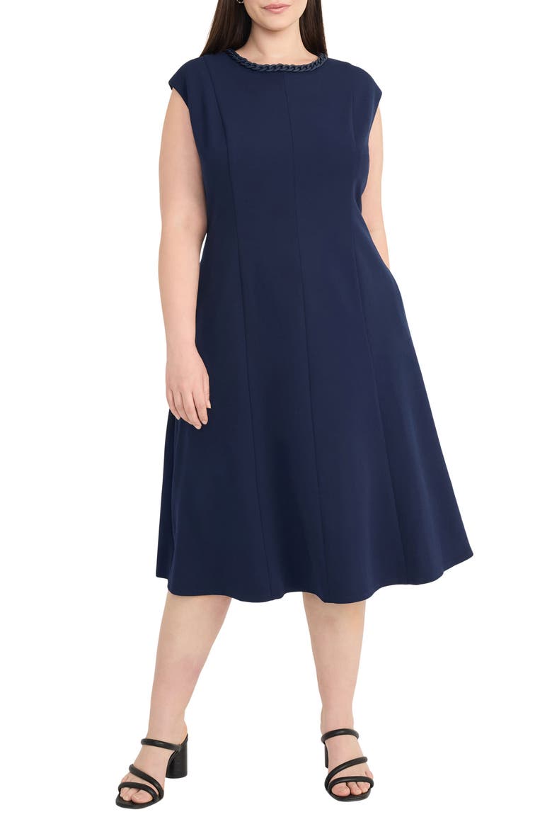 Fit & Flare Midi Dress, Main, color, NAVY BLAZER