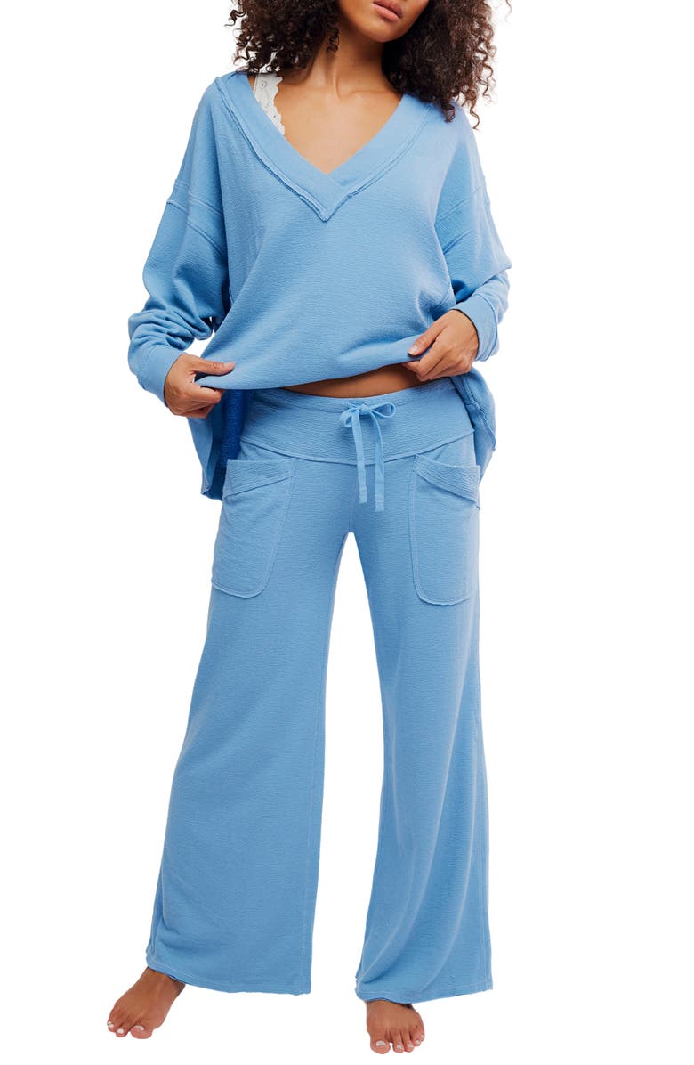 Free People Staycation Lounge Pants, Alternate, color, Blissful Blue