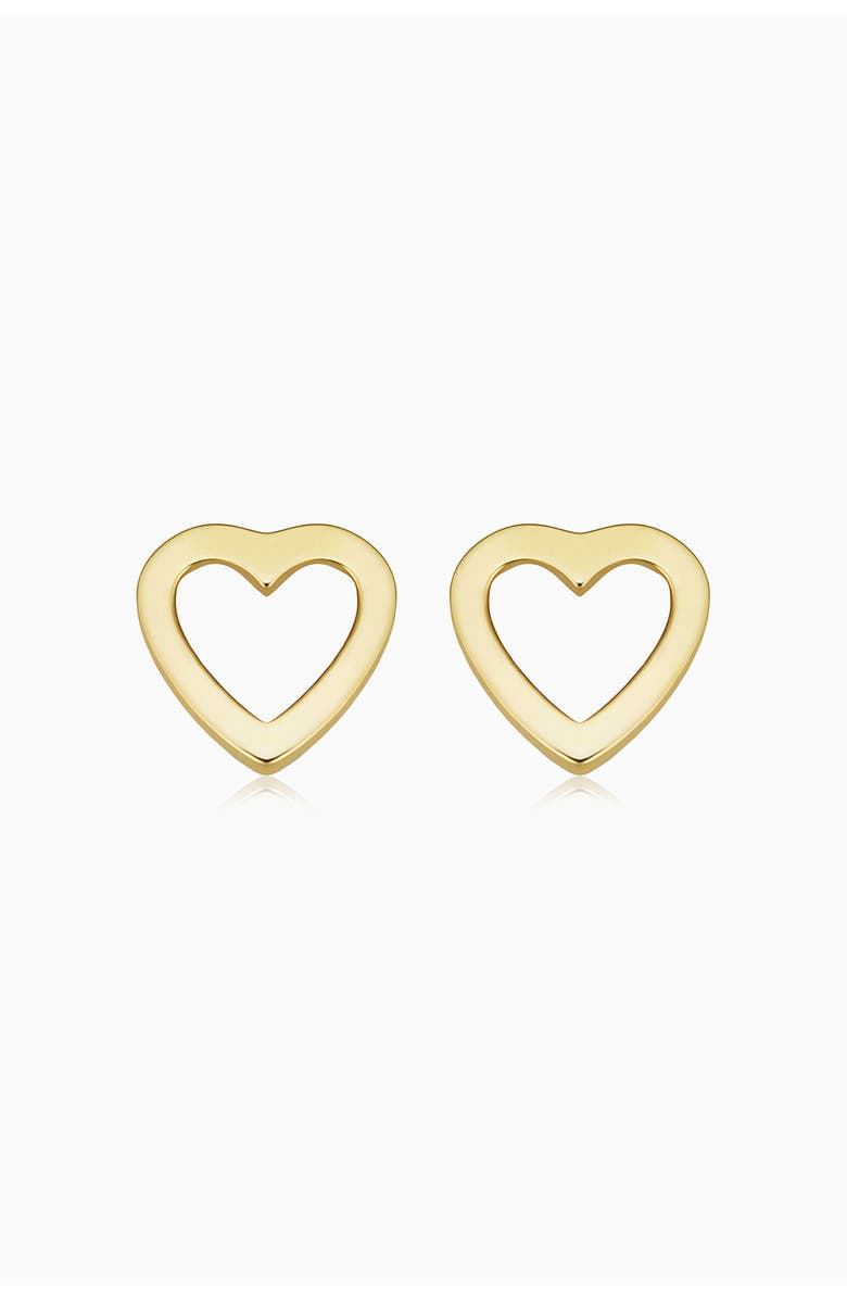 Oradina 14K Yellow Gold Open Your Heart Studs, Main, color, Yellow Gold