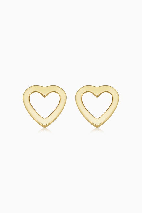 14K Yellow Gold Open Your Heart Studs