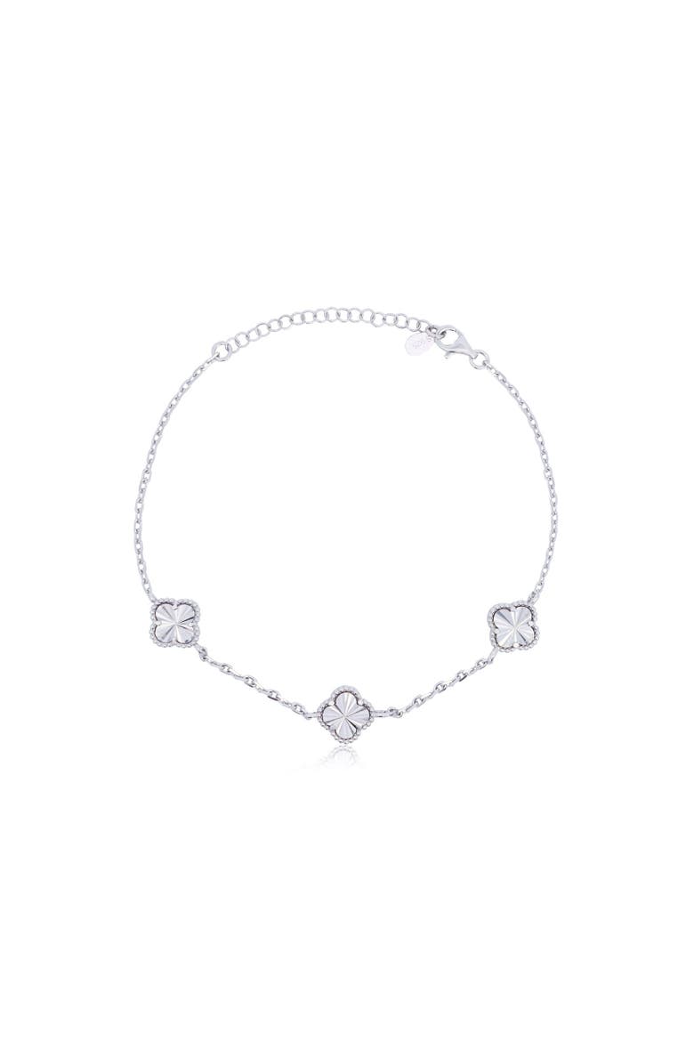 Fluted Clover Trio Bracelet, Main, color, Sterling Silver
