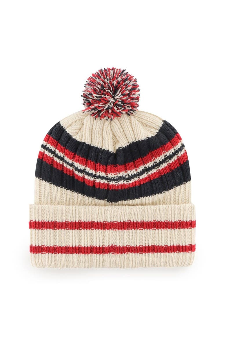 Men's '47 Natural Boston Red Sox Home Patch Cuffed Knit Hat with Pom, Alternate, color, Natural