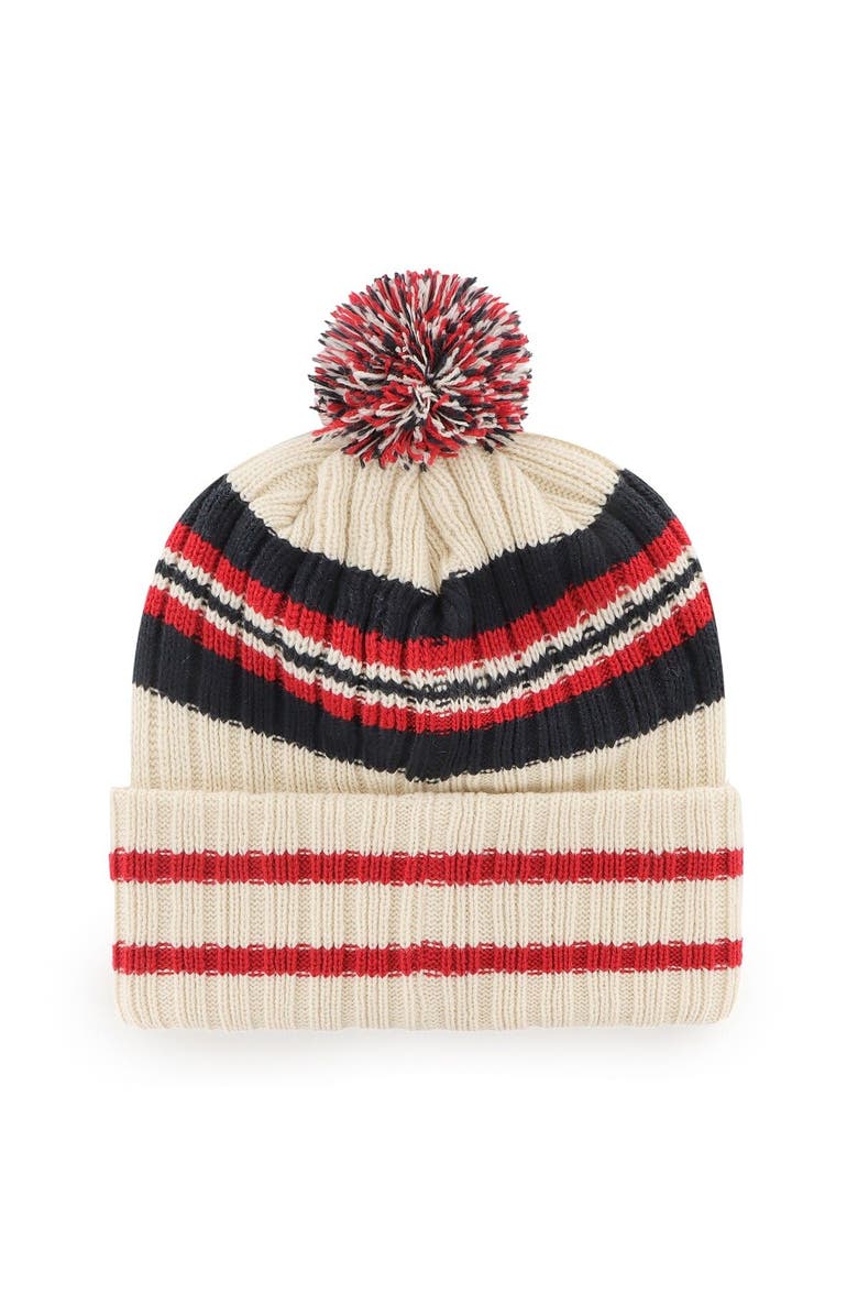 '47 Men's '47 Natural Boston Red Sox Home Patch Cuffed Knit Hat with Pom, Alternate, color, 