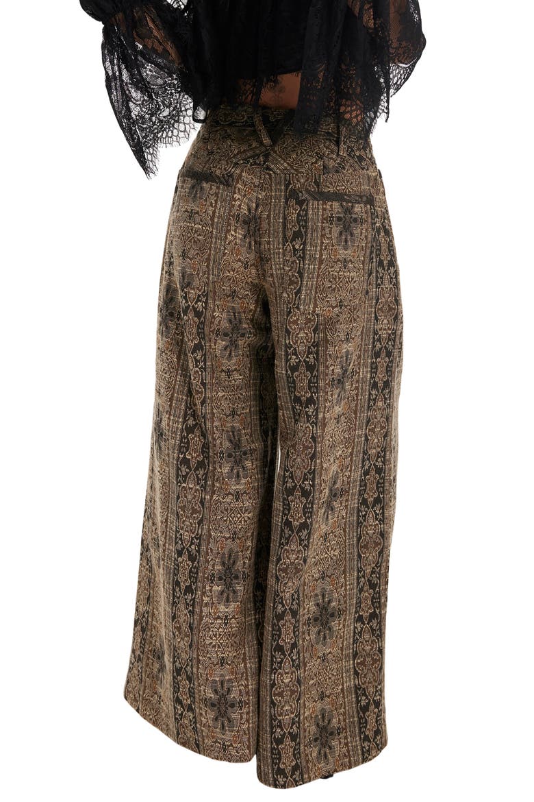 Dahlia Print Wide Leg Pants, Alternate, color, BROWN