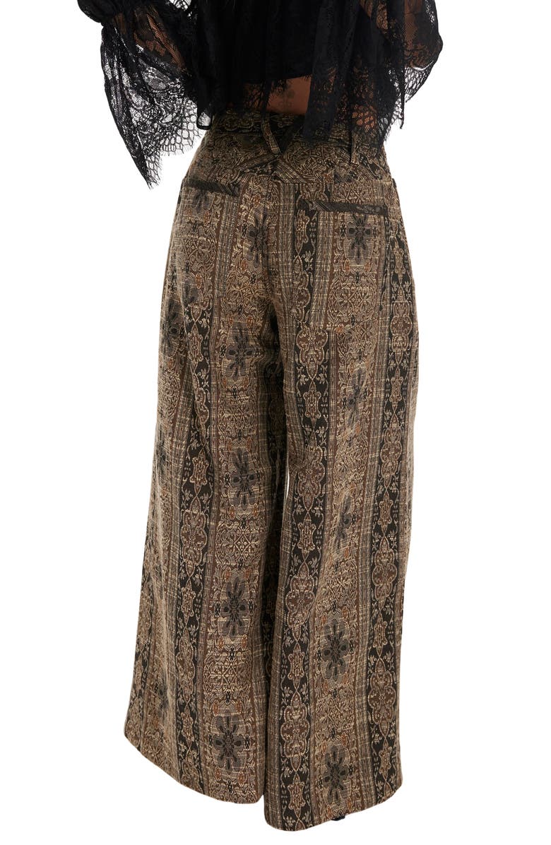 Free People Dahlia Print Wide Leg Pants, Alternate, color, Brown