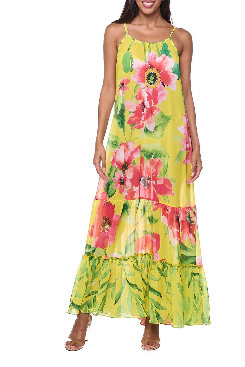 Tiered Cover-Up Maxi Dress, Main, color, YELLOW