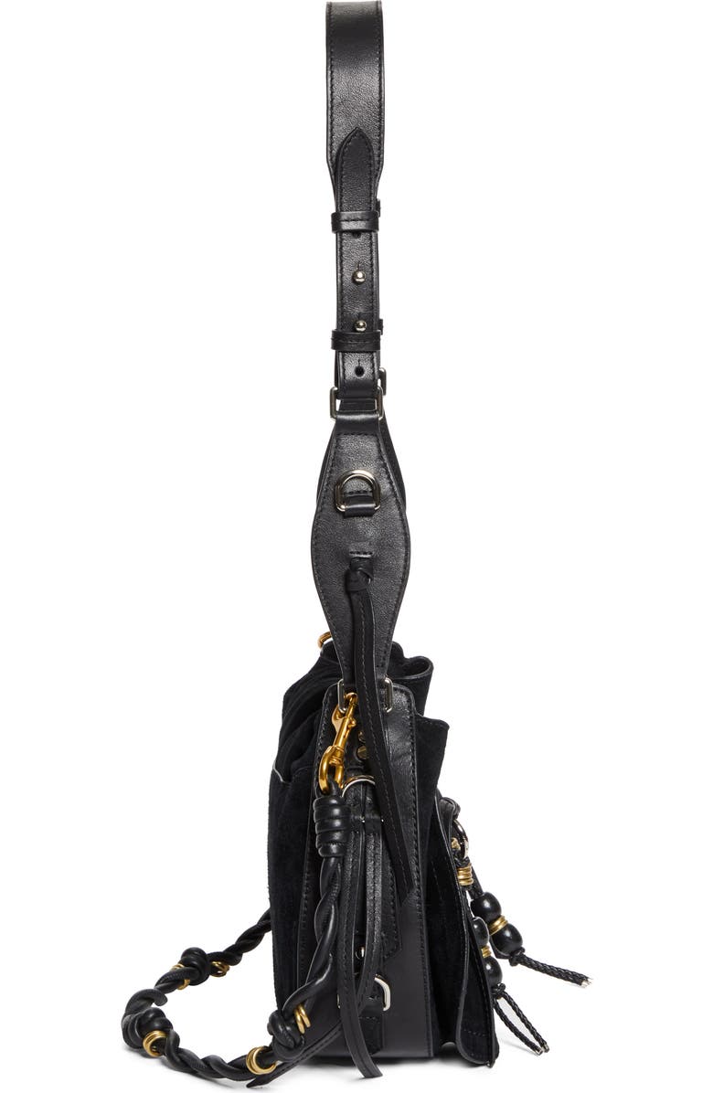 Isabel Marant Bolton Suede Hobo Bag, Alternate, color, Black/ Silver